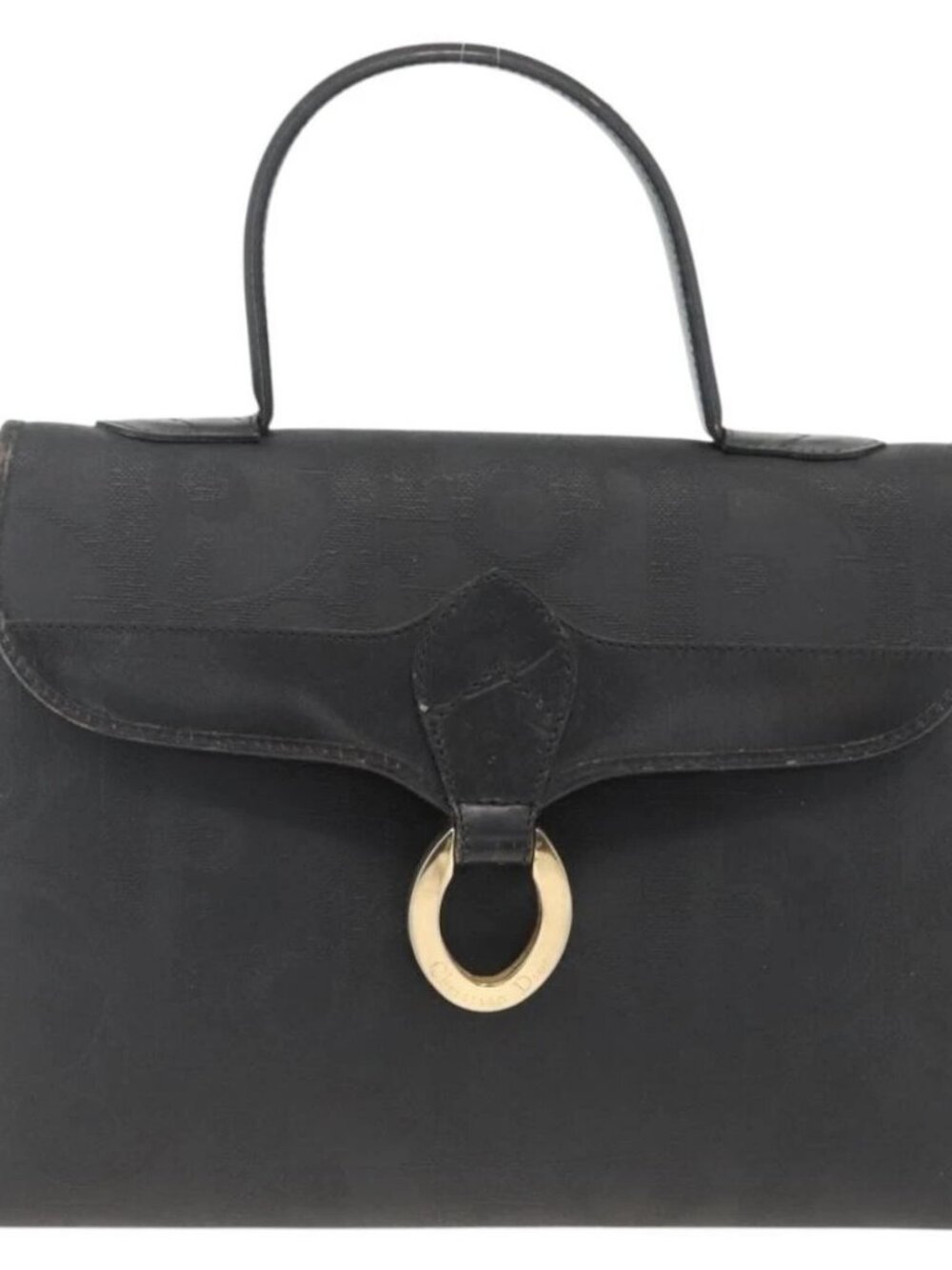Christian Dior Trotter Canvas Hand Bag PVC Leather 2way Gold Black Auth 174047 - Picture 10 of 15